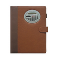 Leather Look Pad Holder w/Built In Oval Calculator